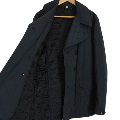 Burberry London Navy Blue Cotton Quilted Double Breasted Jacket