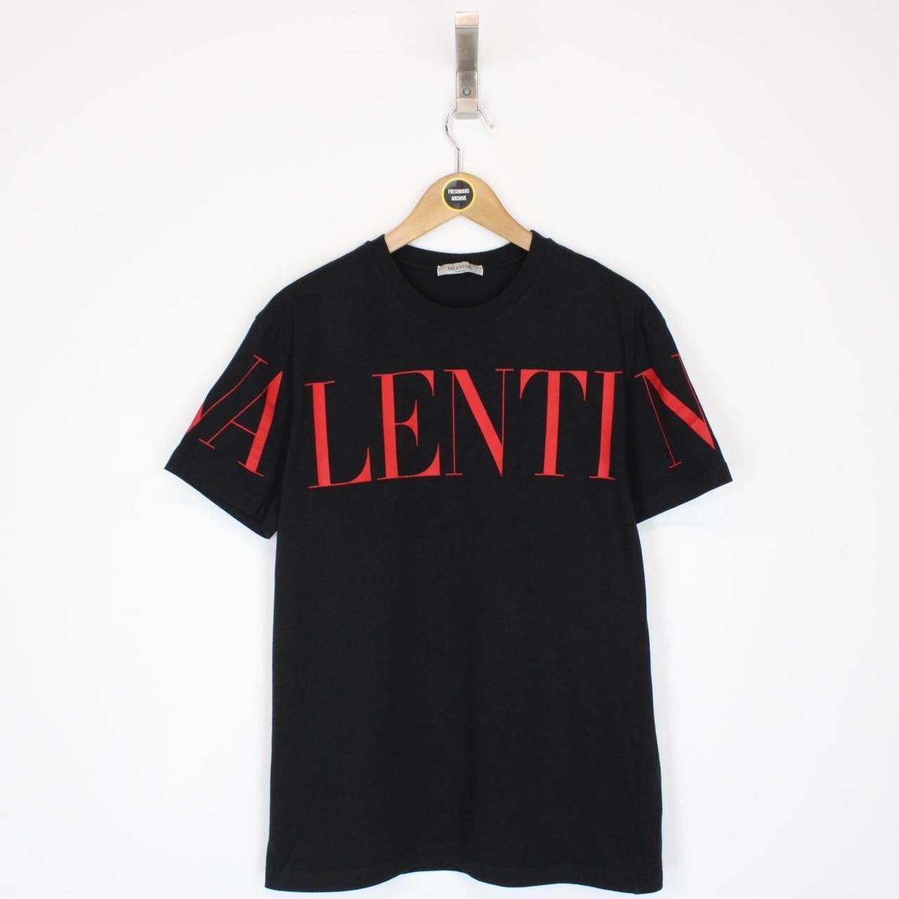 Valentino VLTN Logo Print Black and Red Short Sleeve T-Shirt