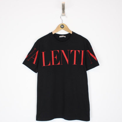 Valentino VLTN Logo Print Black and Red Short Sleeve T-Shirt
