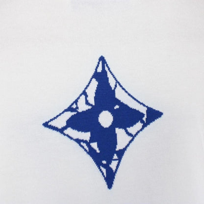 Louis Vuitton LV Ice Logo White and Blue Short Sleeve Cotton Knit T-Shirt