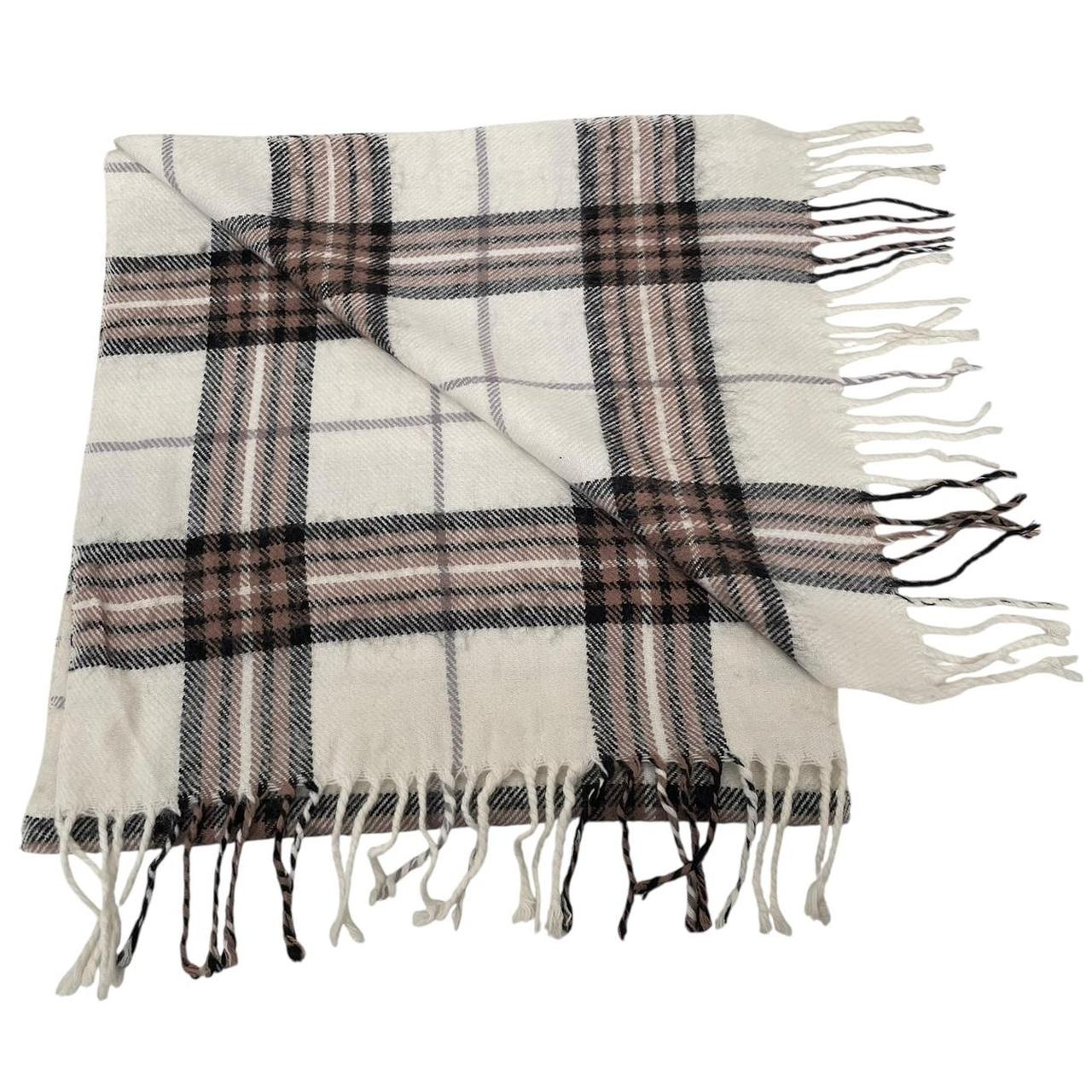 Vintage 90s Burberry Cream Nova Check Lambswool Scarf