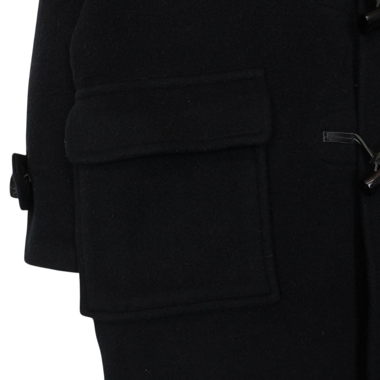 Vintage 90s Burberry Black Nova Check Wool Duffle Coat