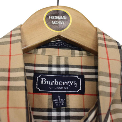Vintage 90s Burberry Beige Nova Check Short Sleeve Cotton Shirt