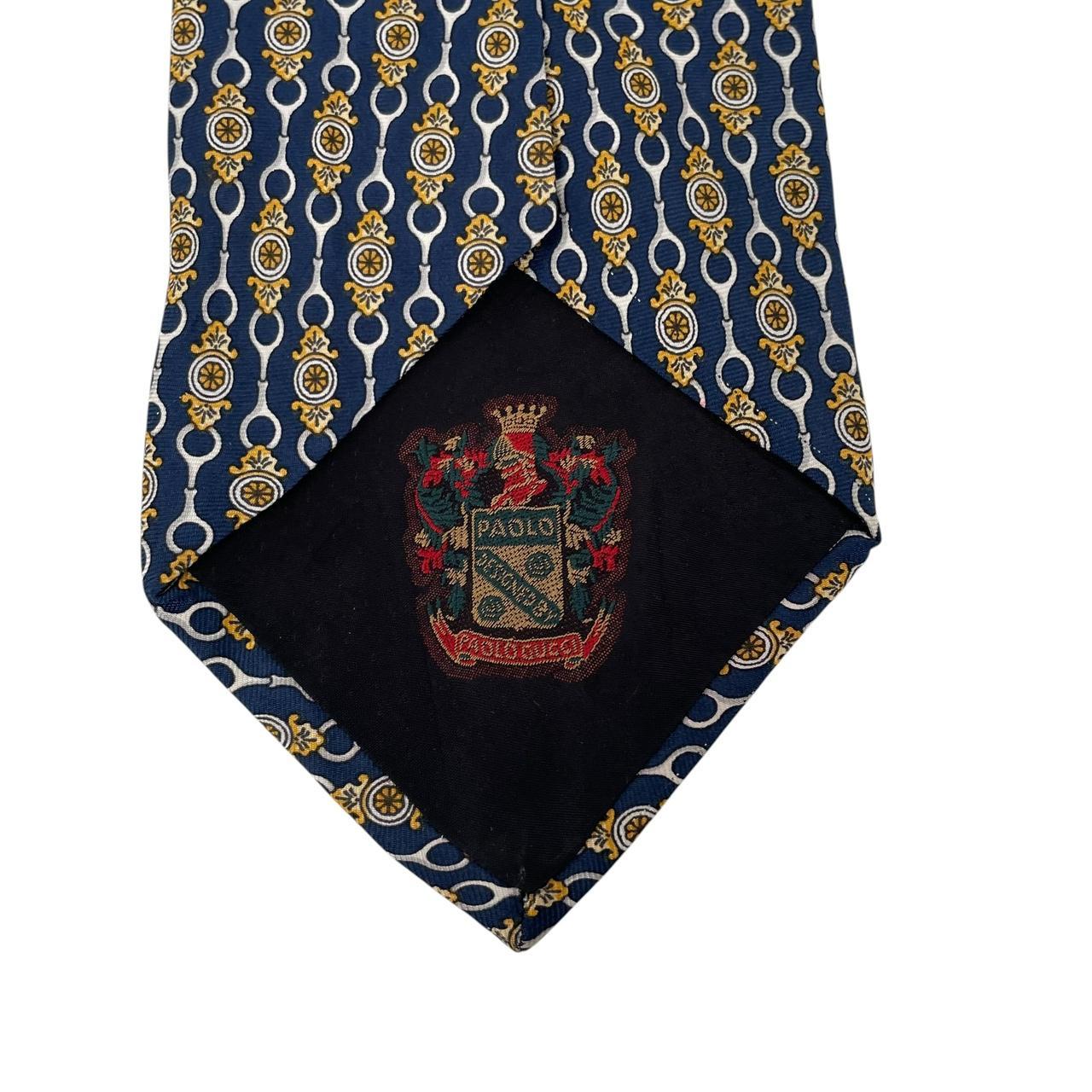 Vintage Paolo Gucci Navy Blue Horsebit Silk Tie