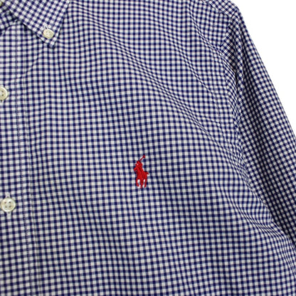 Polo Ralph Lauren Blue and White Gingham Check Long Sleeve Cotton Shirt