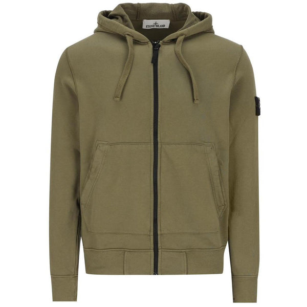 Stone Island SS26 Green Organic Cotton Full Zip Hoodie Jumper