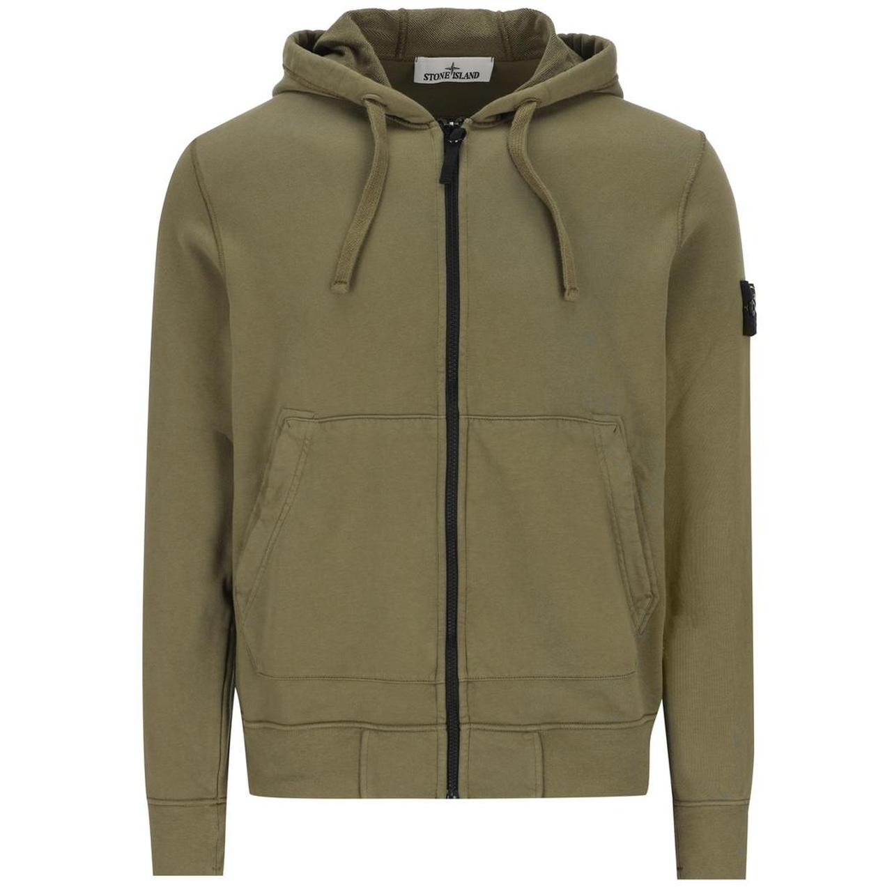 Stone Island SS26 Green Organic Cotton Full Zip Hoodie Jumper