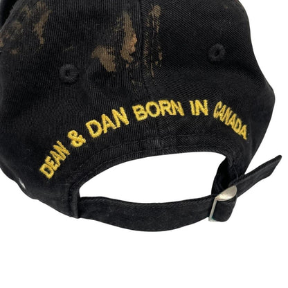 Dsquared2 black and red baseball cap embroidered Brothers logo on front.
