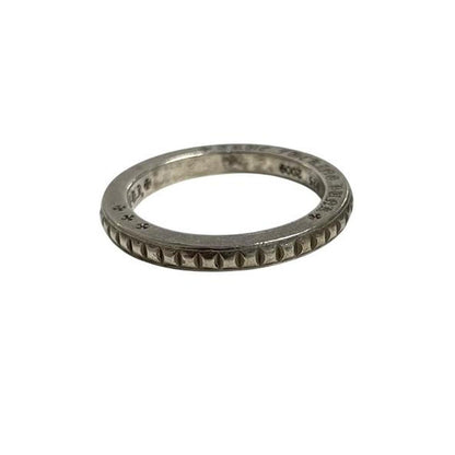Chrome Hearts silver 3mm cross ring with logo detail, minor scratches from wear.