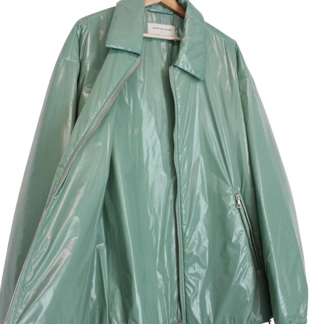 Dries Van Noten Green Nylon Crinkle Full Zip Jacket
