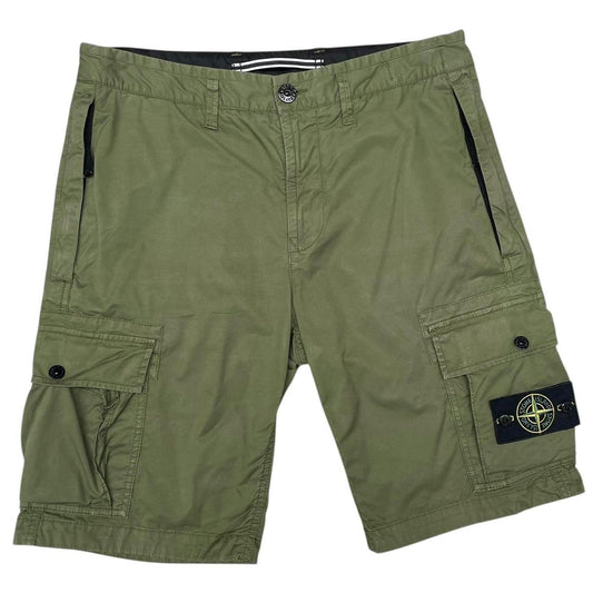 Stone Island SS 2022 Green Bermuda Cotton Cargo Shorts