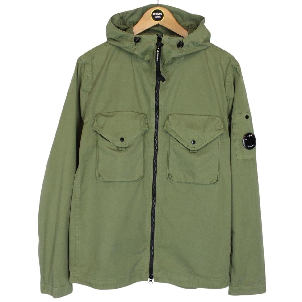 CP Company Green Full Zip Cotton Lens Hooded Overshirt Jacket