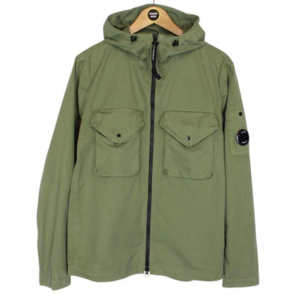 CP Company Green Full Zip Cotton Lens Hooded Overshirt Jacket
