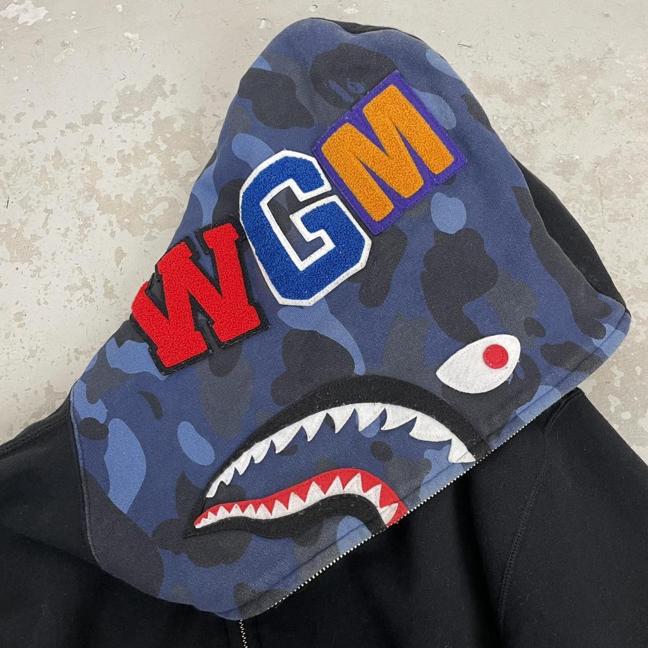 Bape Navy Blue Camo Full Zip WGM Shark Hoodie Jumper