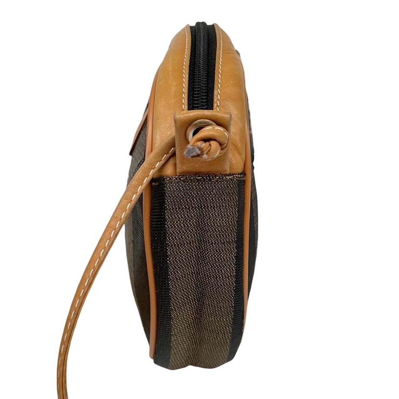 Vintage Fendi Brown and Black Pequin Striped Canvas Crossbody Bag