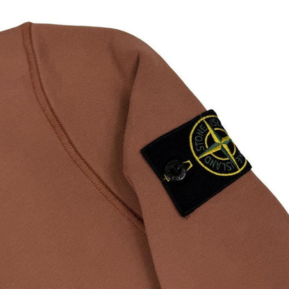 Stone Island orange sweatshirt brushed cotton with logo patch on sleeve.