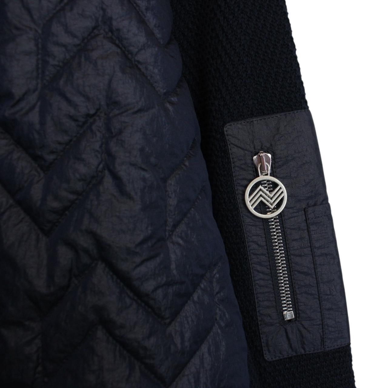 Missoni Navy Blue Quilted Shell Cotton Blend Full Zip Hooded Down Jacket