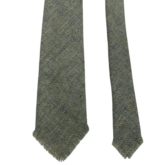 Polo Ralph Lauren green wool tie with classic logo and textured fabric.