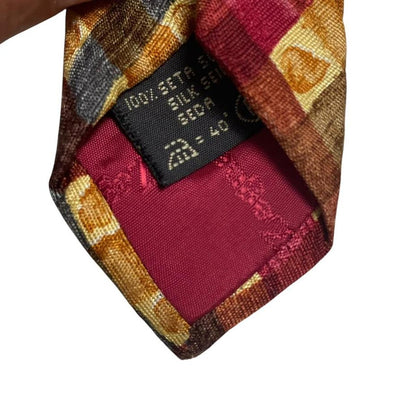 Ermenegildo Zegna multicoloured silk tie with intricate patterns and smooth texture.