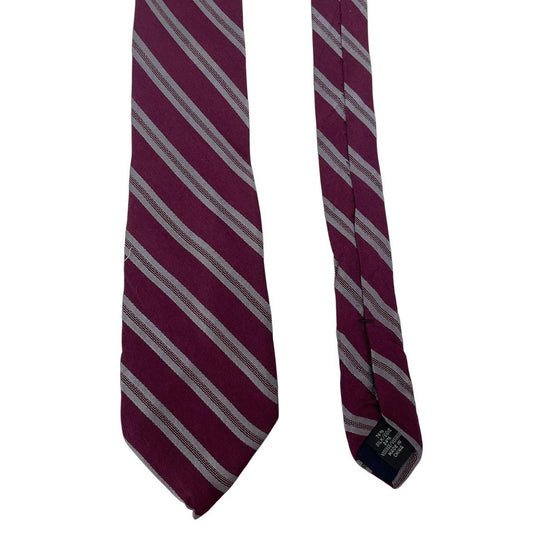 Michael Kors Burgundy Striped Silk Blend Tie