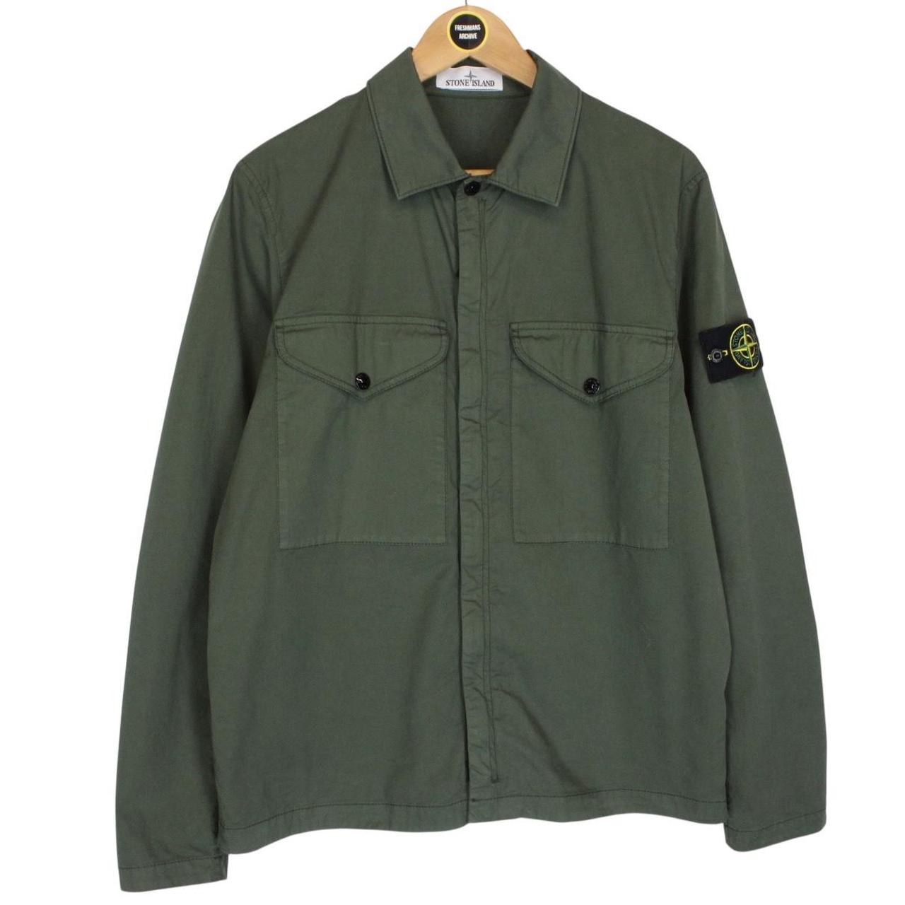Stone Island AW 2024 Green Full Zip Supima Cotton Twill Overshirt Jacket