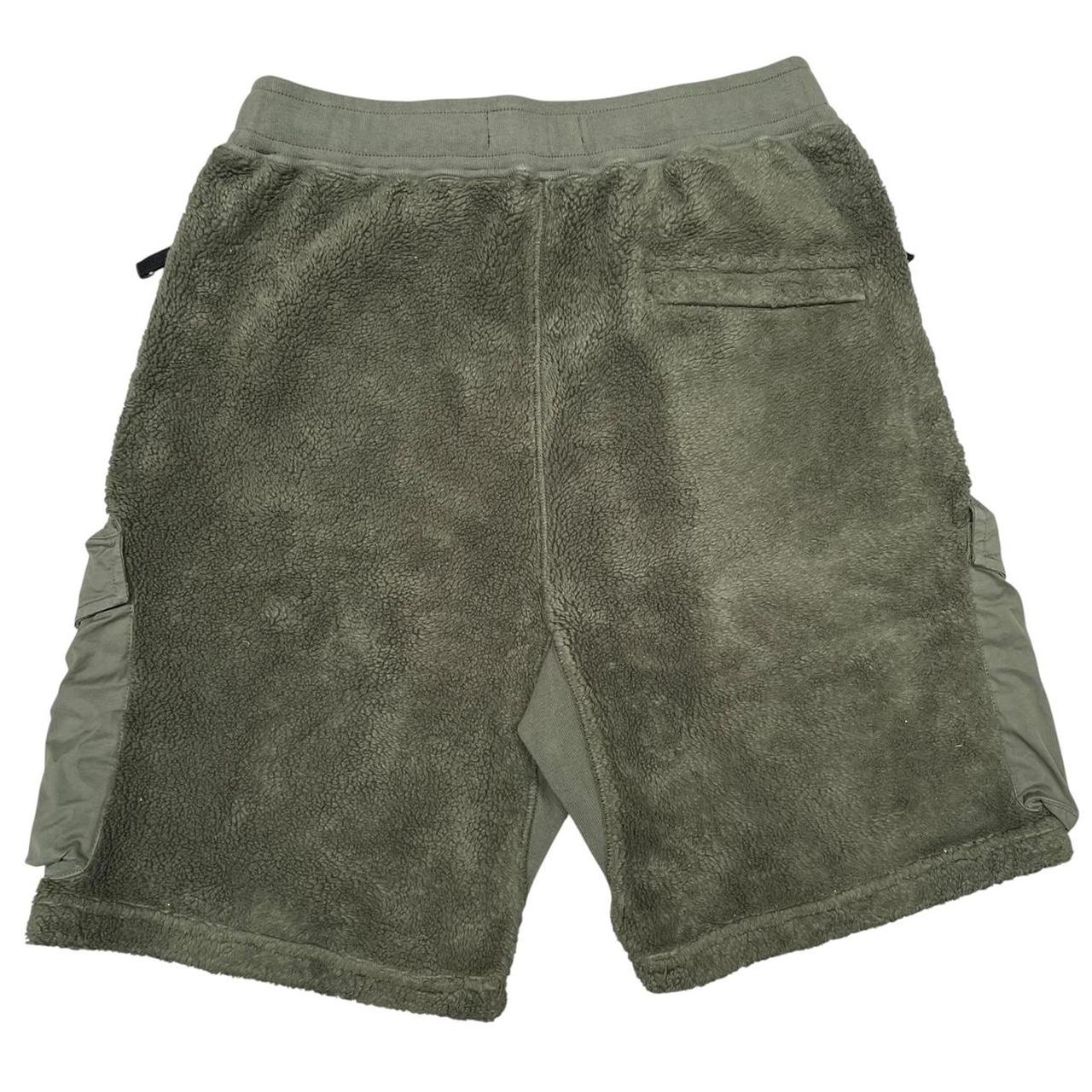 Stone Island AW 2021 Green Teddy Fleece Cotton Cargo Shorts