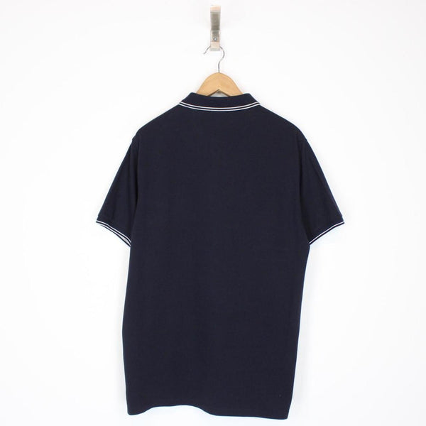 Stone Island Navy Blue and White Short Sleeve Compass Polo Shirt