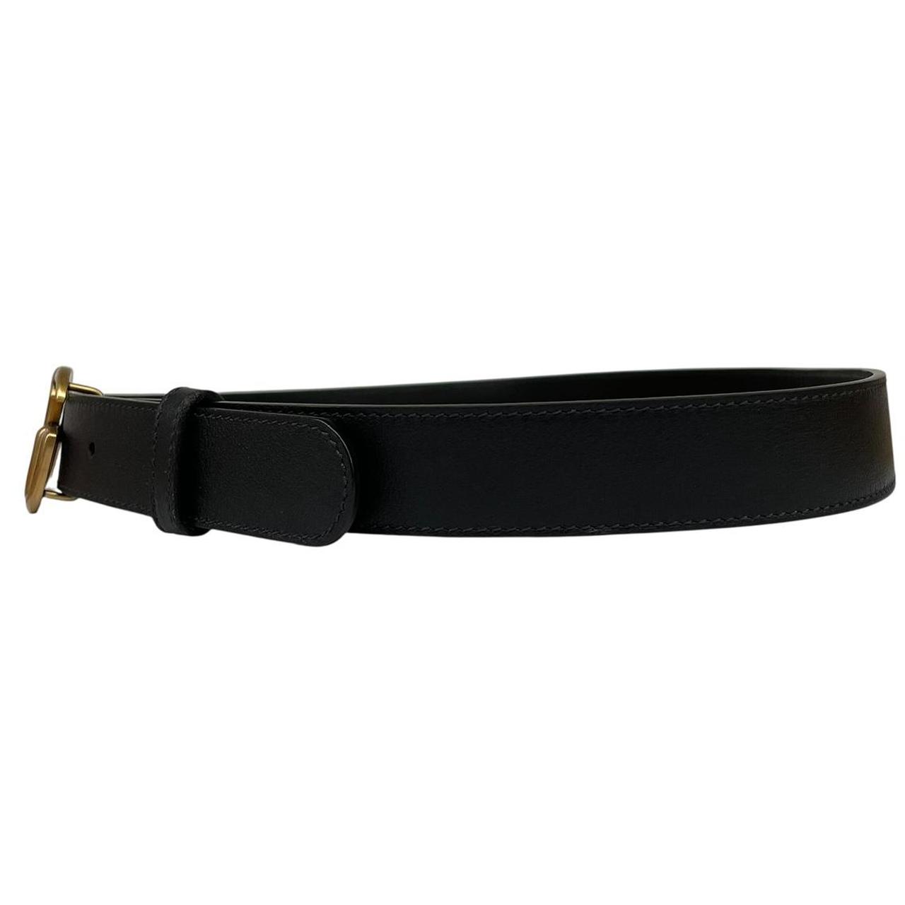 Gucci Black and Gold Marmont Leather Belt with GG Buckle