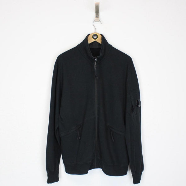 CP Company Navy Blue Goggle Lens Full Zip Cotton Sweatshirt Jumper