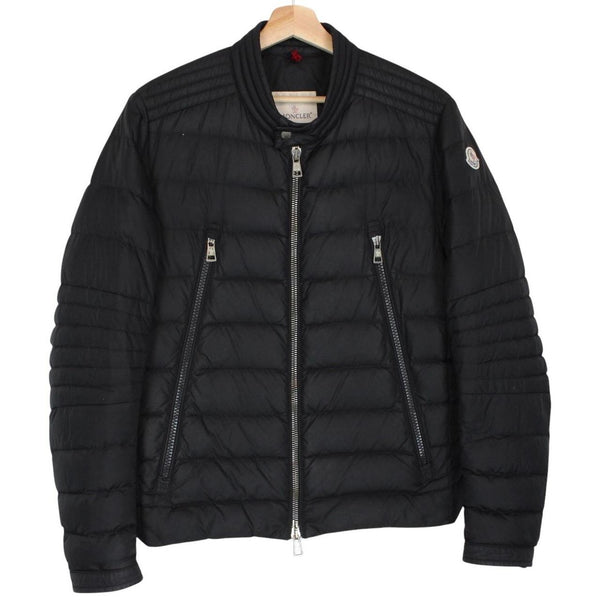 Moncler Amiot Black Full Zip Biker Down Jacket