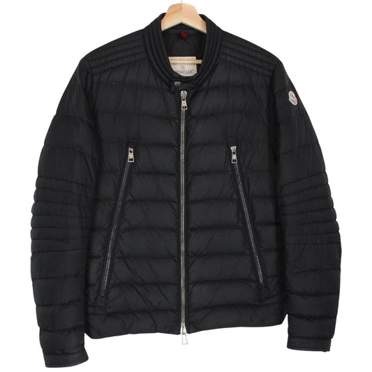 Moncler Amiot Black Full Zip Biker Down Jacket