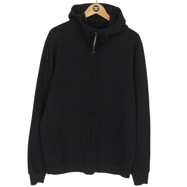CP Company Black Cotton Full Zip Goggle Hoodie Jumper