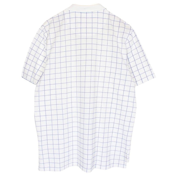 Vintage Polo Ralph Lauren White and Blue Checked Short Sleeve Cotton Polo Shirt