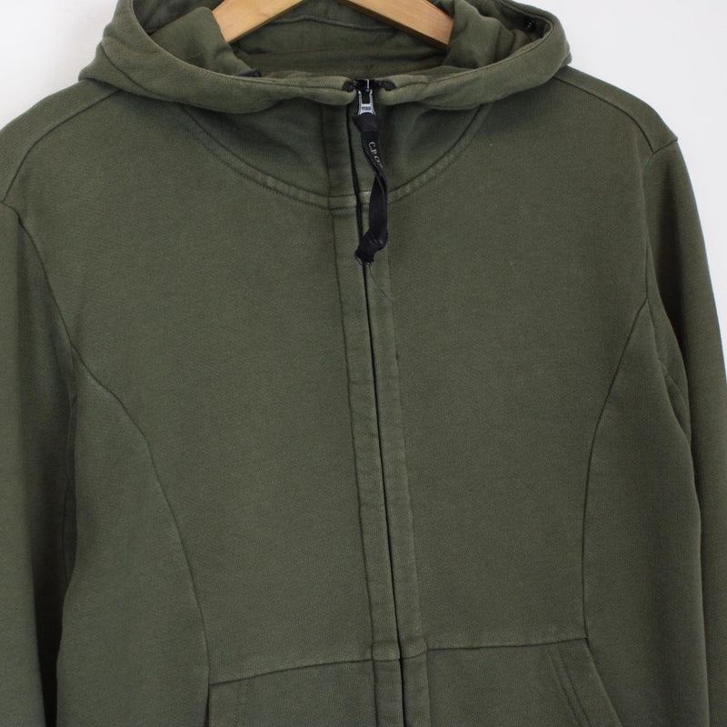CP Company Green Cotton Full Zip Goggle Hoodie Jumper