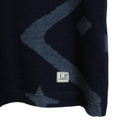 CP Company Indigo Blue Abstract Short Sleeve Cotton T-Shirt