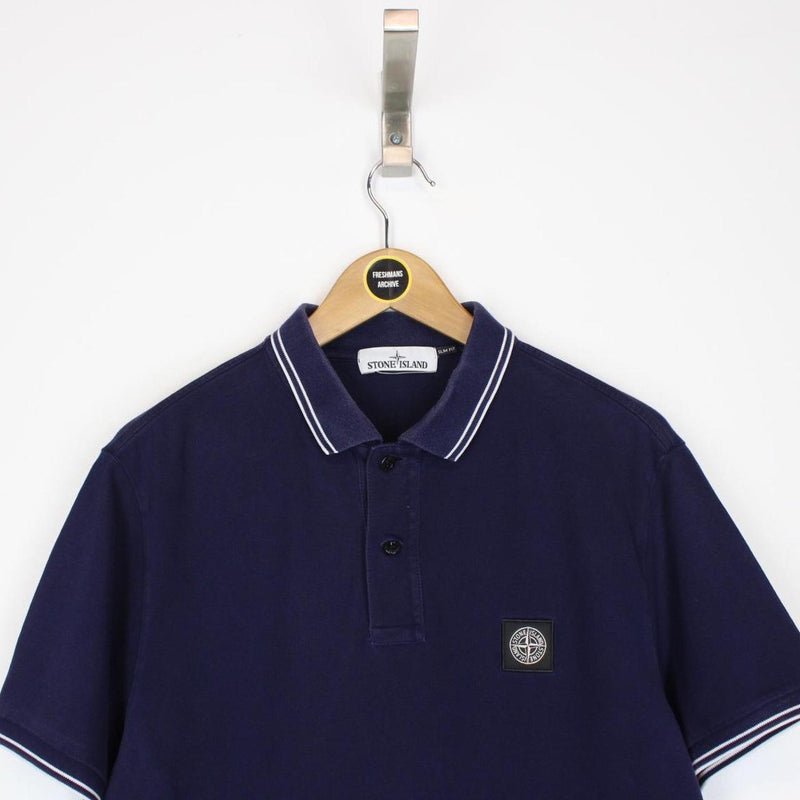 Stone Island Navy Blue Short Sleeve Compass Polo Shirt