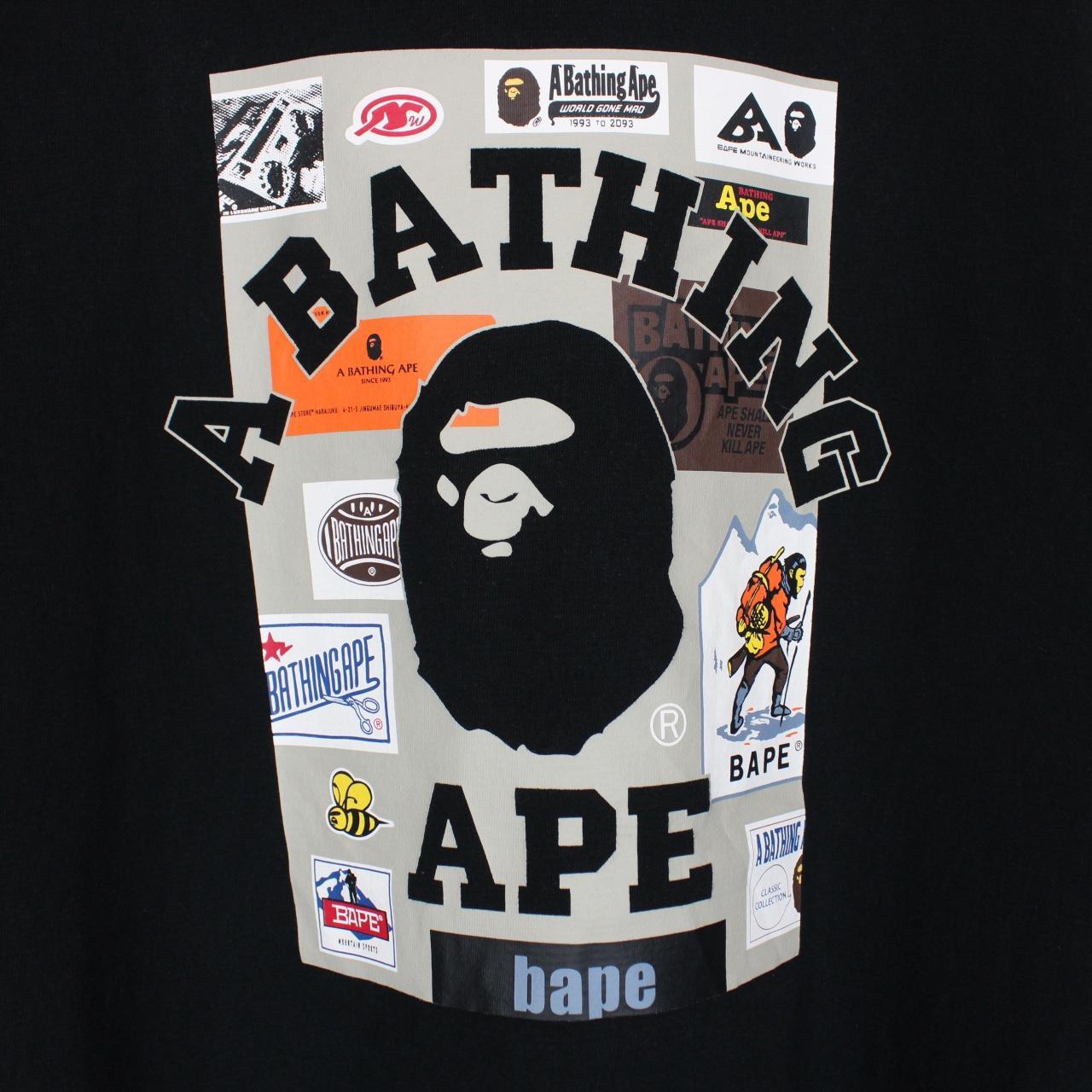 Bape Black and Multicoloured Multi Label College Graphic Short Sleeve T-Shirt