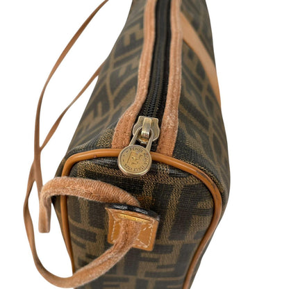 Vintage Fendi Brown and Tan Zucca Monogram Coated Canvas Medium Camera Bag