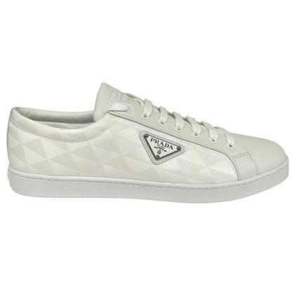 Prada white trainers Re-Nylon and brushed leather with logo detail and dust bags.