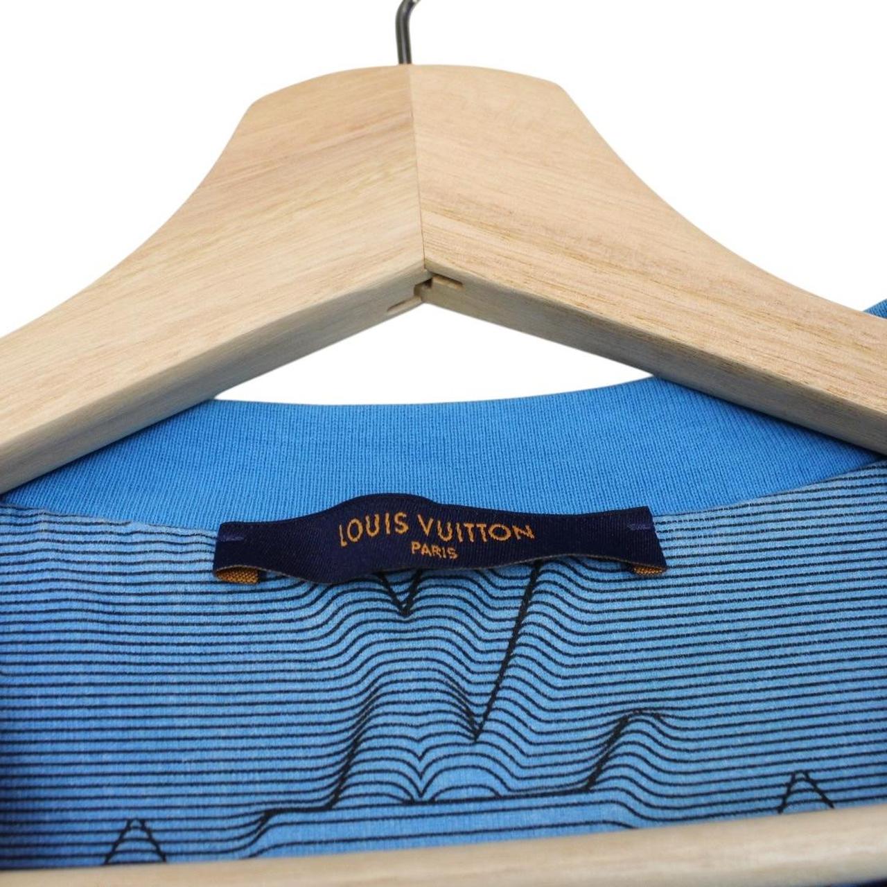 Louis Vuitton LV Blue 2054 Intarsia Print Short Sleeve Cotton T-Shirt