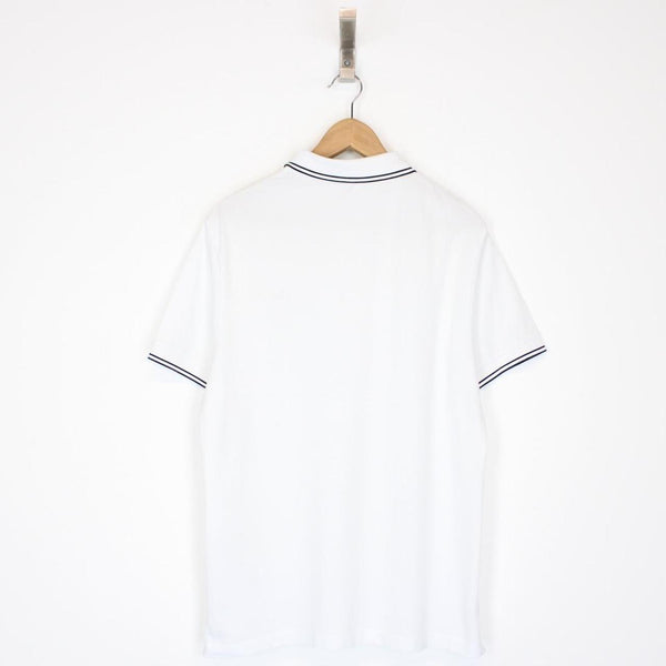 Stone Island White and Black Short Sleeve Compass Polo Shirt