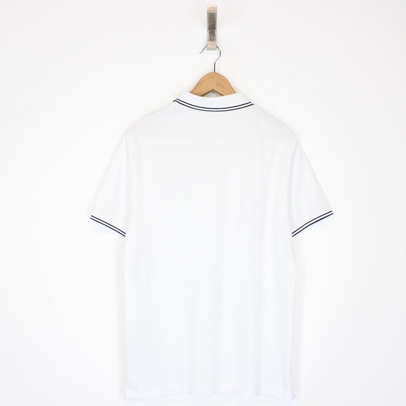 Stone Island White and Black Short Sleeve Compass Polo Shirt
