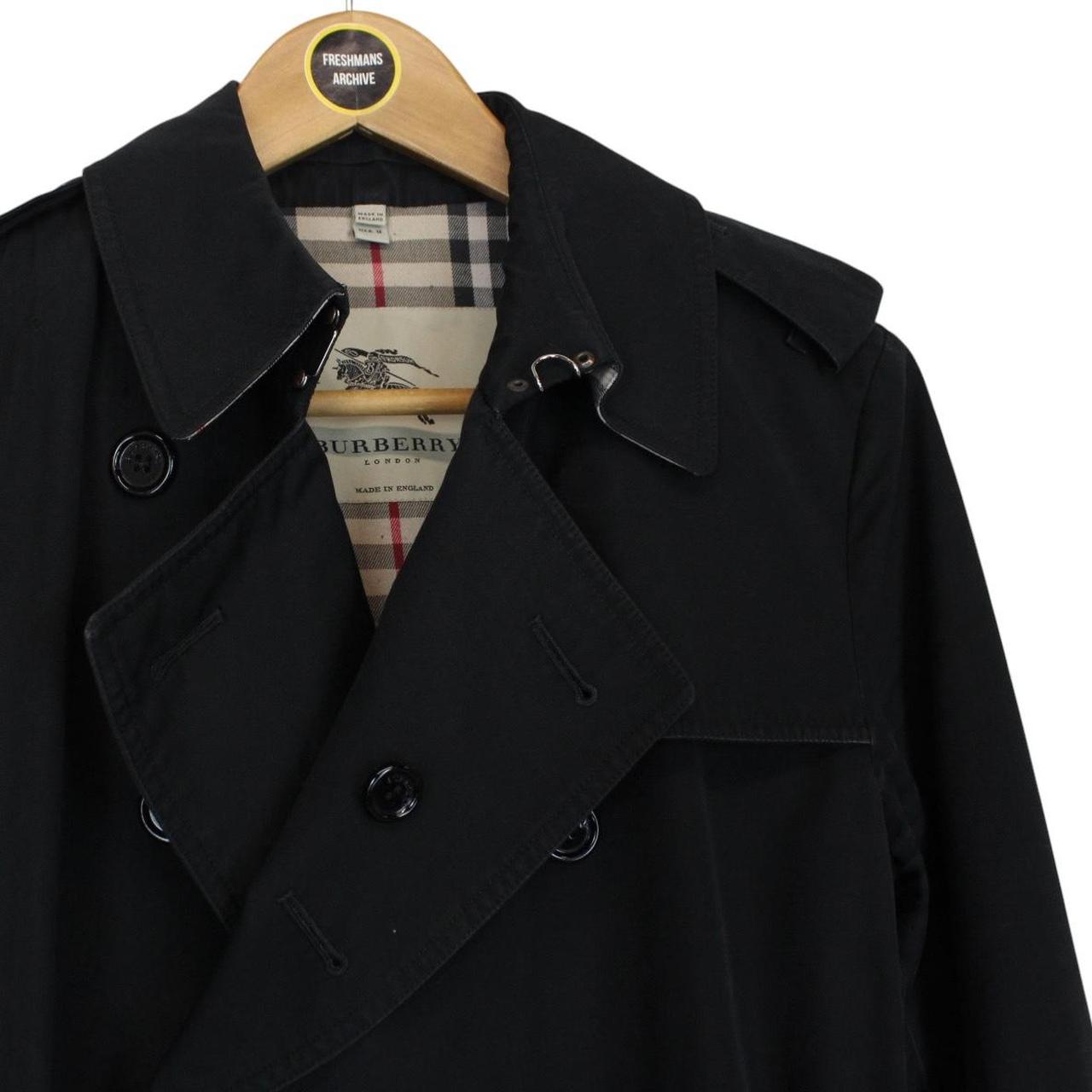 Burberry London Black Nova Check Double Breasted Belted Trench Coat