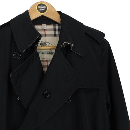 Burberry London Black Nova Check Double Breasted Belted Trench Coat