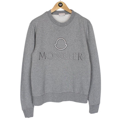 Moncler Grey Cotton Logo Embroidered Sweatshirt Jumper