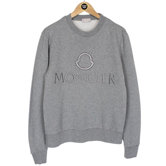 Moncler Grey Cotton Logo Embroidered Sweatshirt Jumper