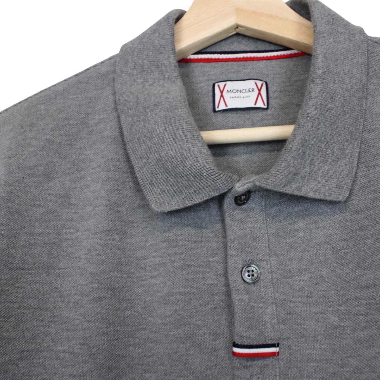 Moncler Gamme Bleu Grey Short Sleeve Cotton Polo Shirt