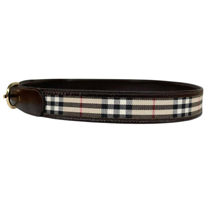 Vintage 80s Burberry Brown and Beige Nova Check Leather Belt