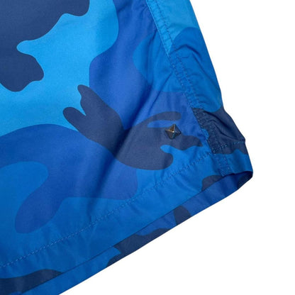 Valentino Blue Camoflauge Print Nylon Swim Shorts