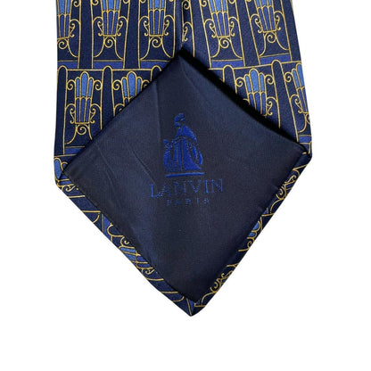Lanvin silk tie featuring floral geometric print in vibrant colors.